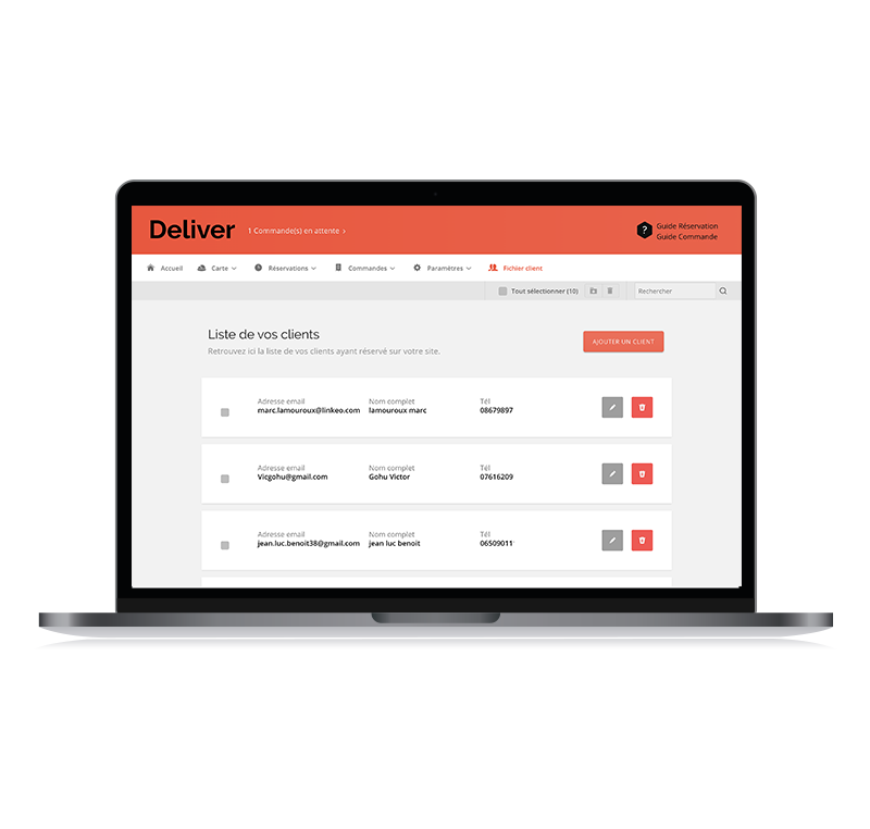 Deliver : fichier clients